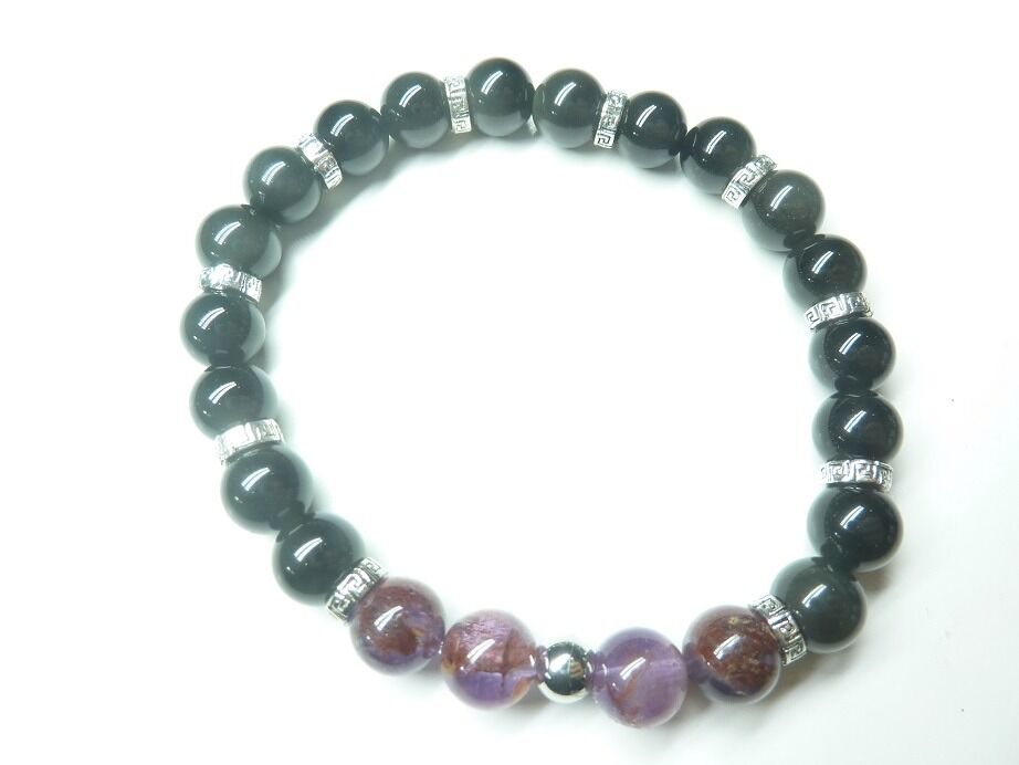 Bracelet Auralite 23-Obsidienne oeil céleste-Spinelle noir