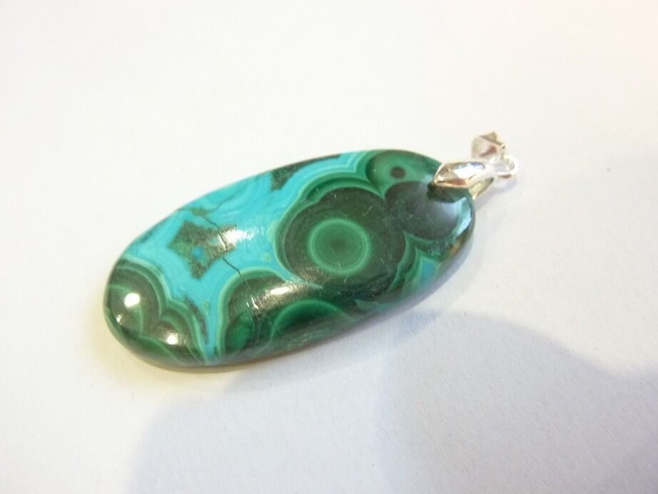Pendentif Malachite Chrysocolle argent 925 GG 10MC