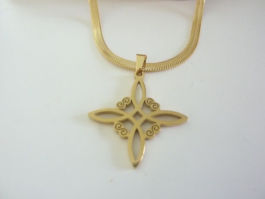 Collier Pendentif noeud de sorcière (Wiccan) ref 02 or