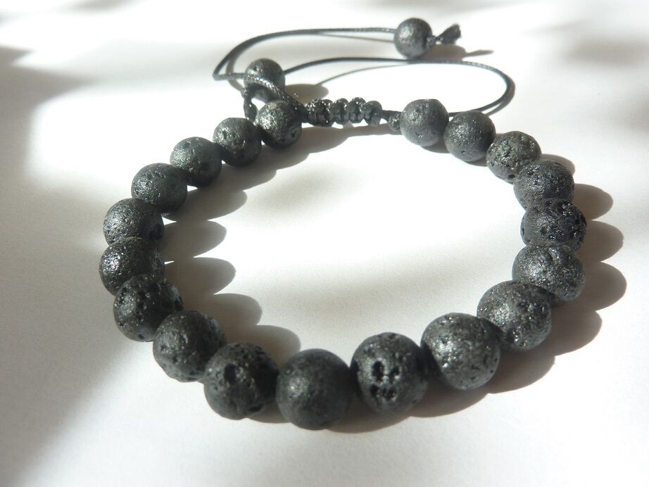 Bracelet réglable Pierre de lave-Perles rondes 8 mm