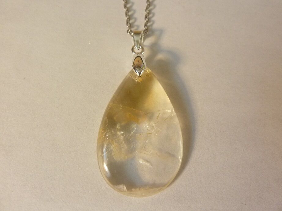 Pendentif citrine argent 925 GG 0509 + chaine acier inoxydable 60 cm