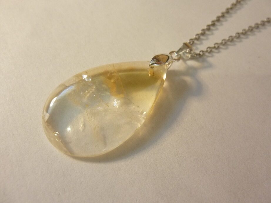 Pendentif citrine argent 925 GG 0509 + chaine acier inoxydable 60 cm