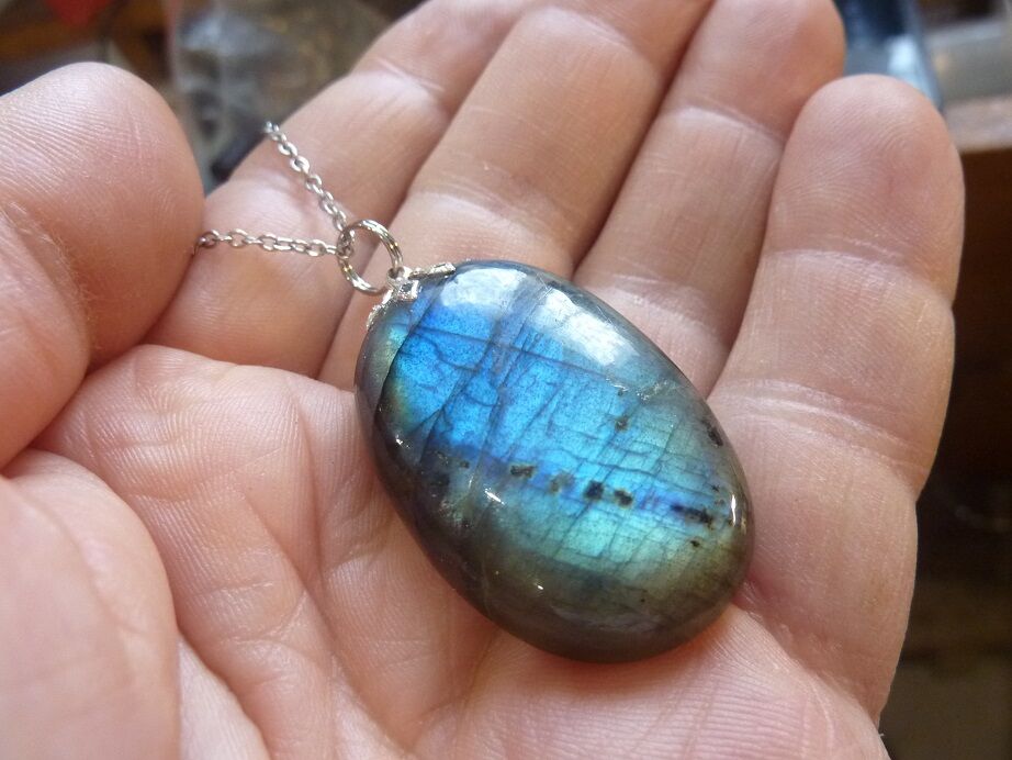 Pendentif Labradorite GG 8809 + chaine acier inoxydable 50 cm