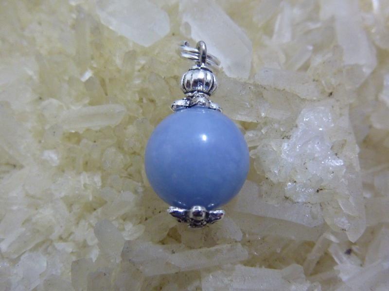 Pendentif Angélite (anhydrite) - perle ronde 12 mm