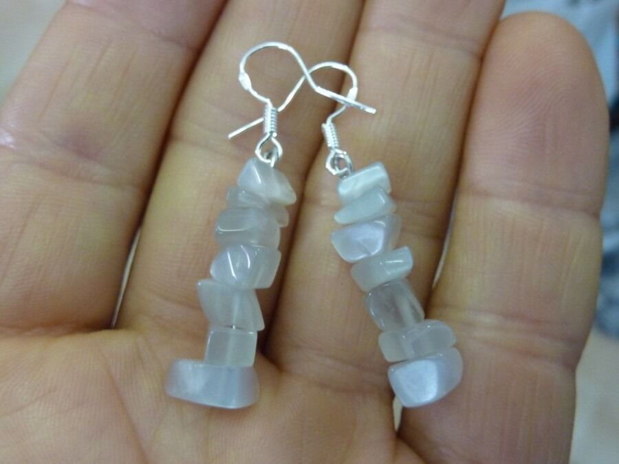 BOUCLES D'OREILLES PIERRE DE LUNE GRISE