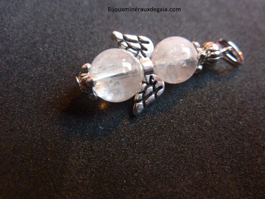 Pendentif ange pierre de lune perles rondes 8 mm