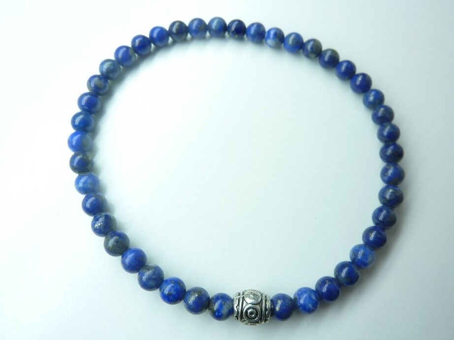 Bracelet lapis lazuli - Perles rondes 4 mm