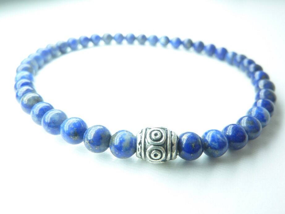 Bracelet lapis lazuli - Perles rondes 4 mm