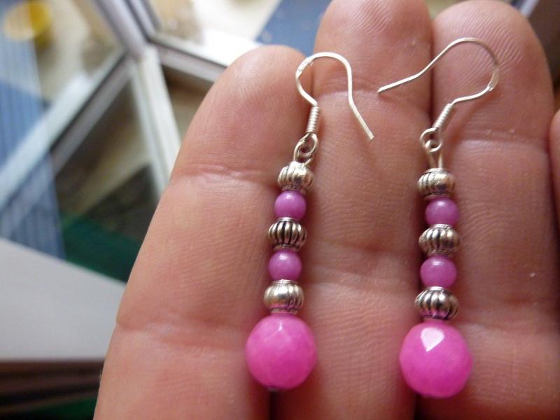 Boucles d'oreilles Agate rose fuschia