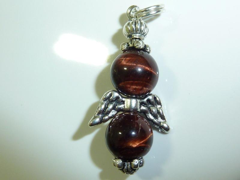 Pendentif ailes d'ange en pierres naturelles Oeil de taureau perles rondes 8mm