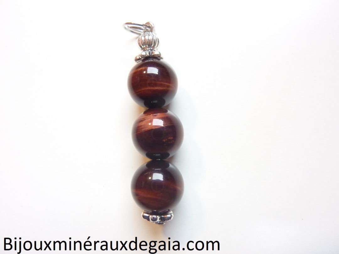 PENDENTIF (OEIL DE TAUREAU) OEIL DE TIGRE ROUGE