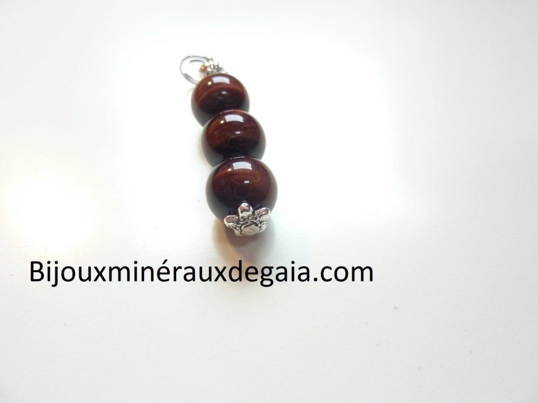 PENDENTIF (OEIL DE TAUREAU) OEIL DE TIGRE ROUGE