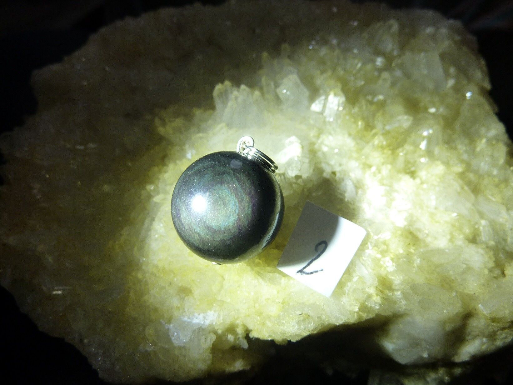 Pendentif protection obsidienne mentogochol variété rare d’œil céleste ref 6484 – Image 5