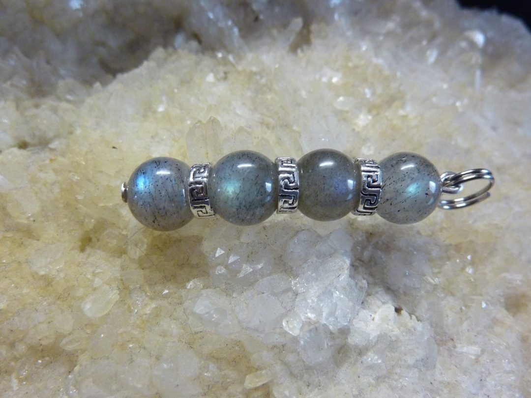 Pendentif Labradorite perles 8 mm