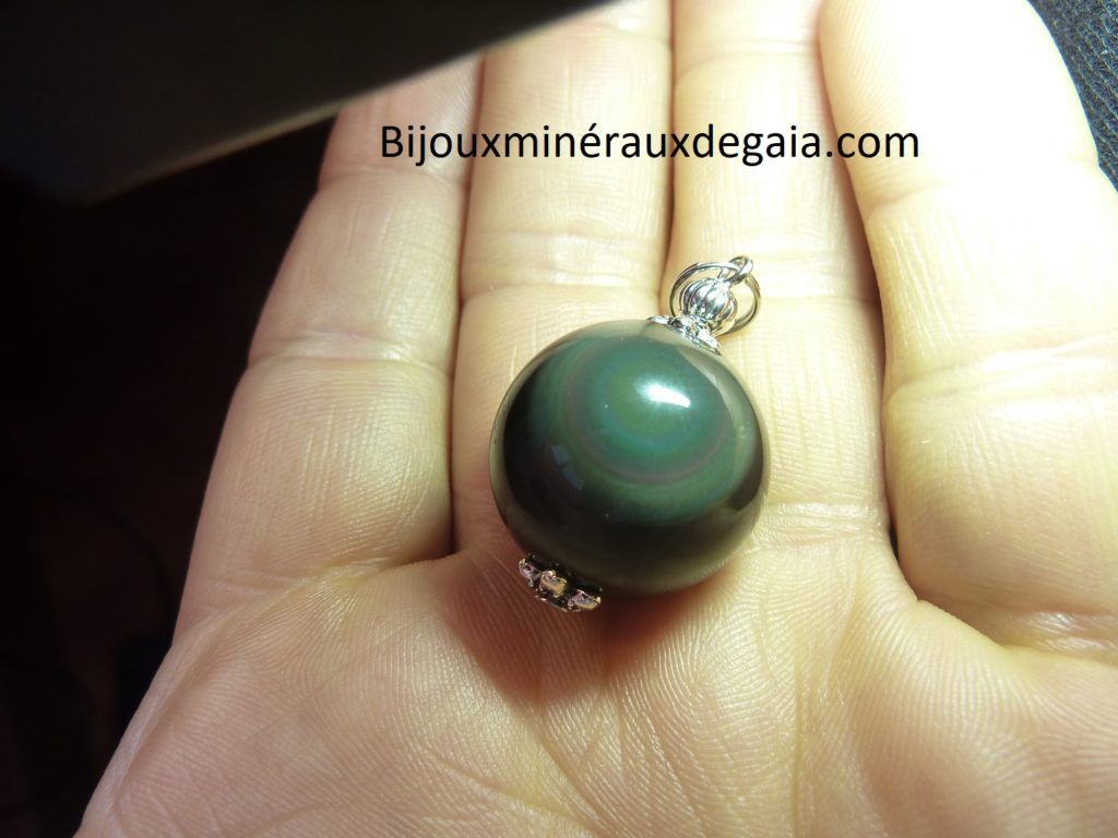 Pendentif Obsidienne oeil céleste ref 3028