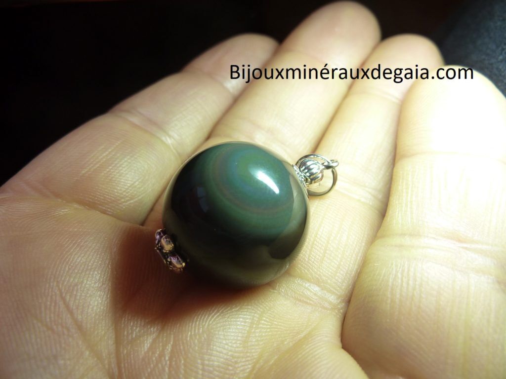 Pendentif Obsidienne oeil céleste ref 3028