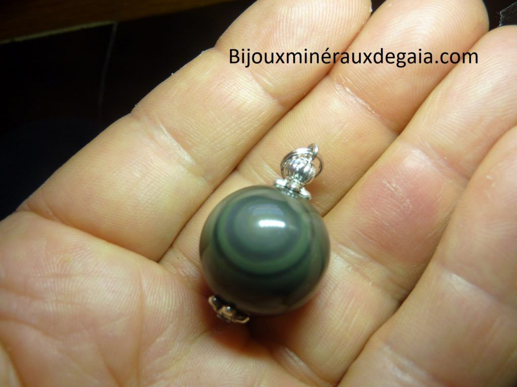 Pendentif Obsidienne oeil céleste ref 3081