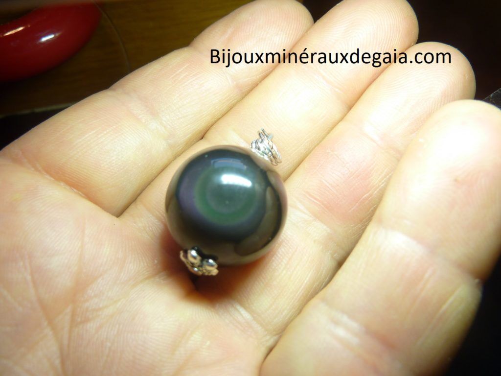 Pendentif Obsidienne oeil céleste ref 3081