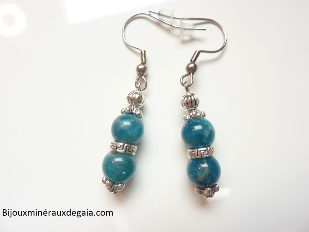 Boucles d'oreilles Apatite-perles rondes 8 mm