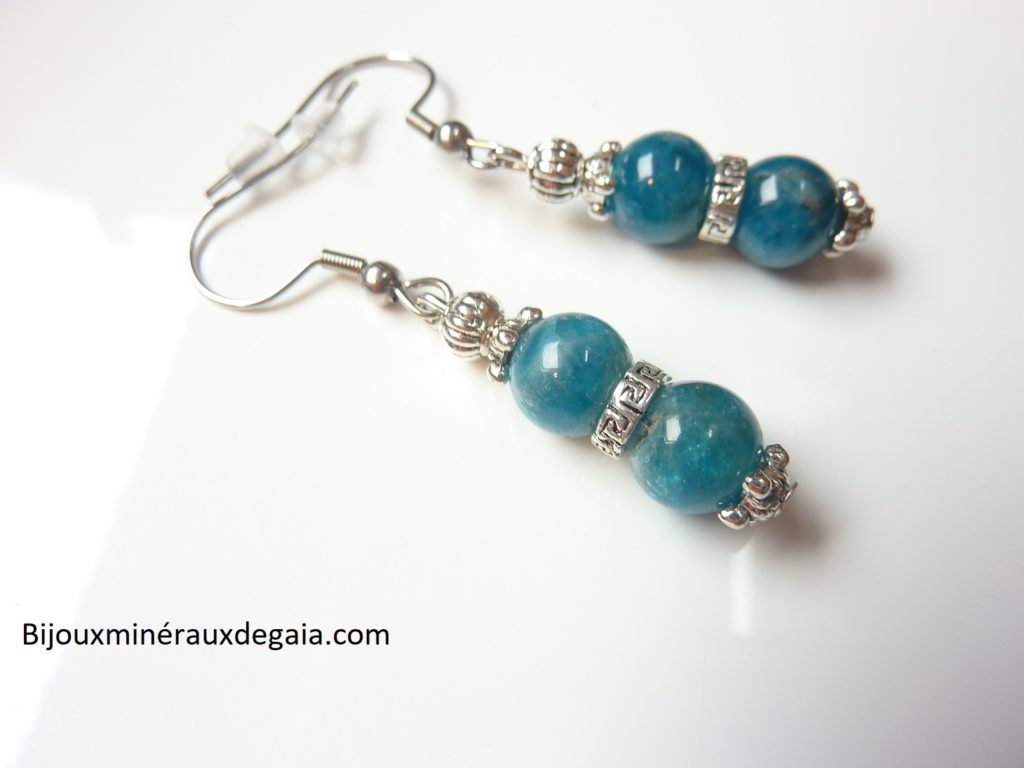 Boucles d'oreilles Apatite-perles rondes 8 mm