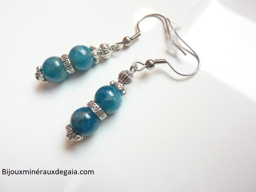 Boucles d'oreilles Apatite-perles rondes 8 mm