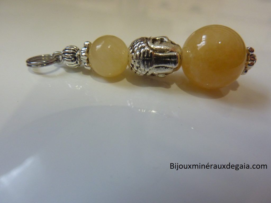 Pendentif Calcite orange Bouddha - Perles 12-10 mm