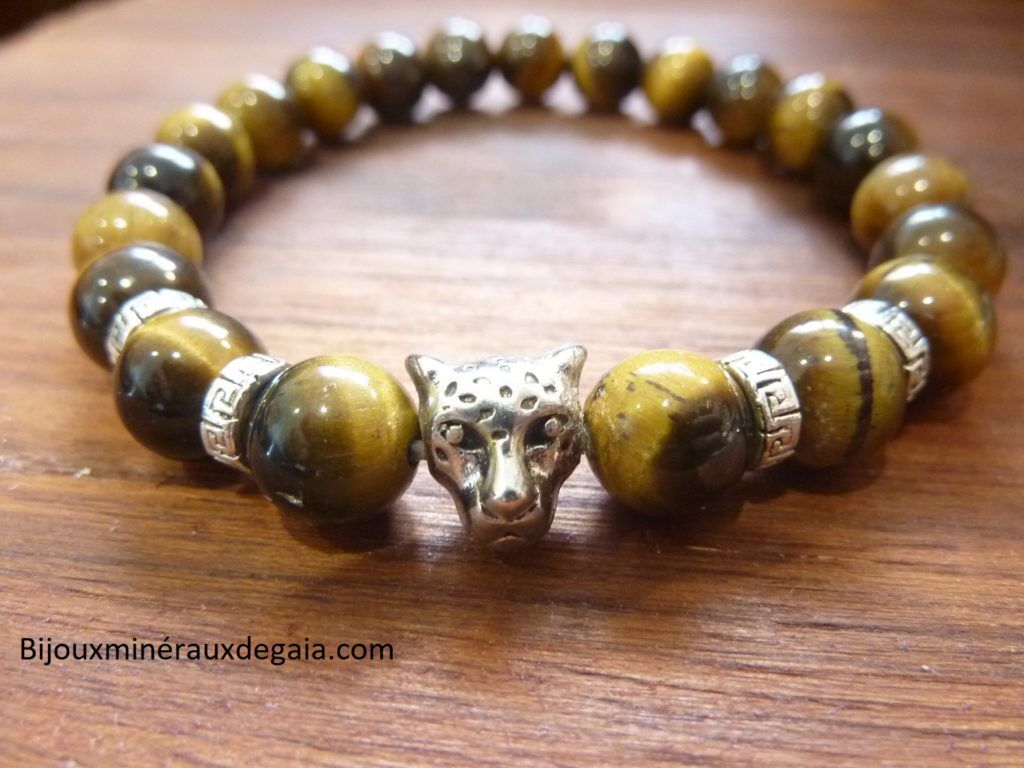 Bracelet Oeil de tigre perles rondes 8 mm