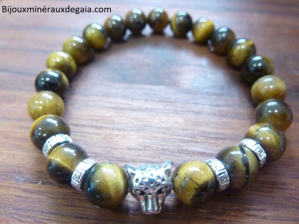 Bracelet Oeil de tigre perles rondes 8 mm