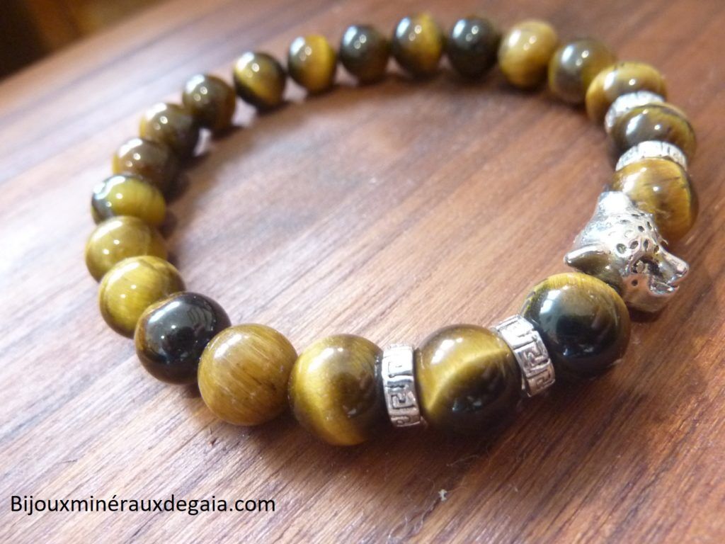 Bracelet Oeil de tigre perles rondes 8 mm