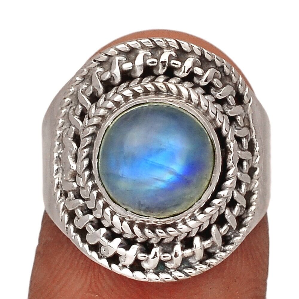 BAGUE PIERRE DE LUNE MONTURE EN ARGENT 925.TAILLE 52 3/4 REF 9166