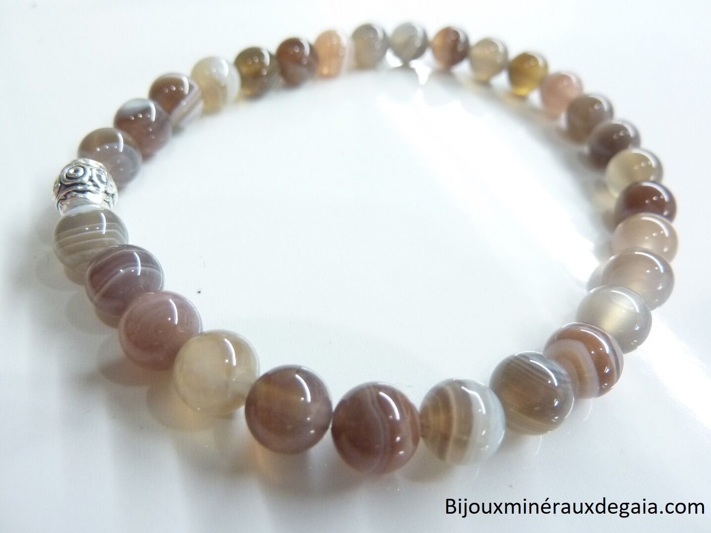Bracelet agate botswana – Perles rondes 6 mm