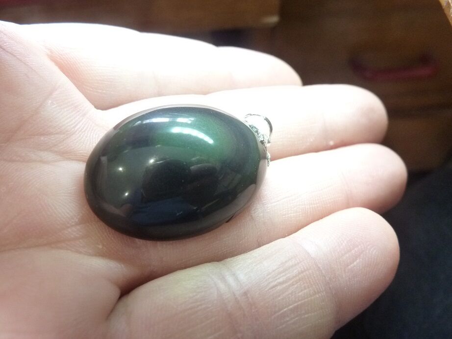 Pendentif Obsidienne oeil celeste ref 2785