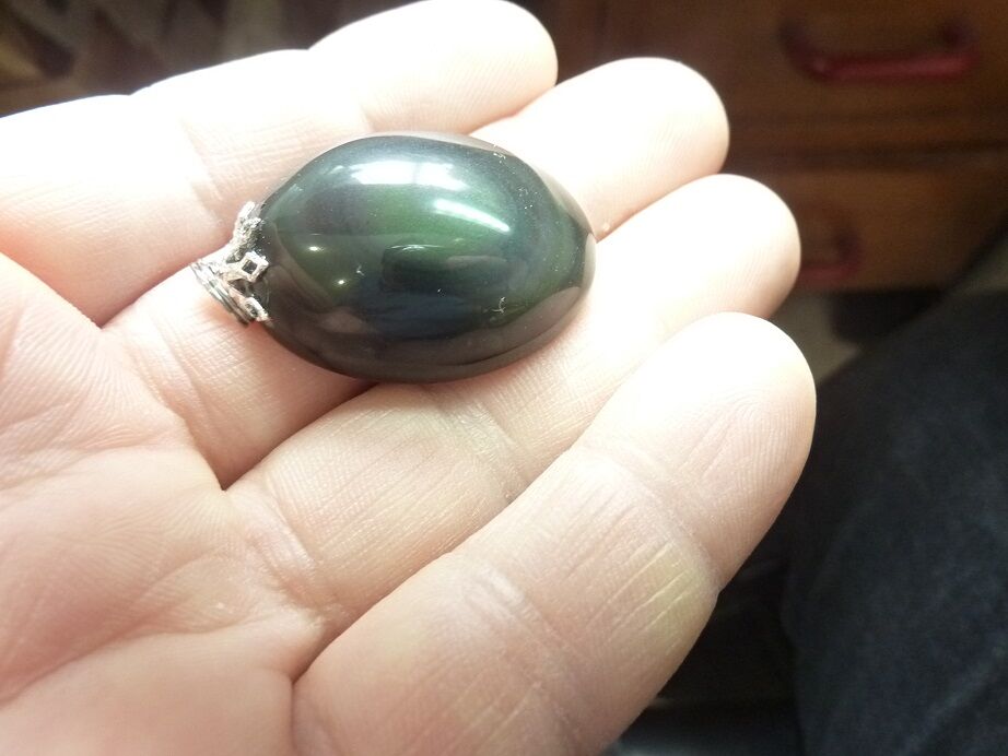 Pendentif Obsidienne oeil celeste ref 2785