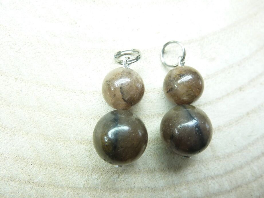 Pendentif Chiastolite-Andalousite - perle 12-10 mm