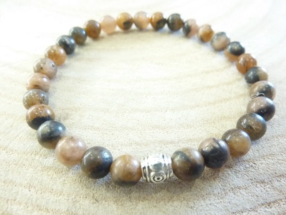 Bracelet Chiastolite - Perles rondes 6 mm