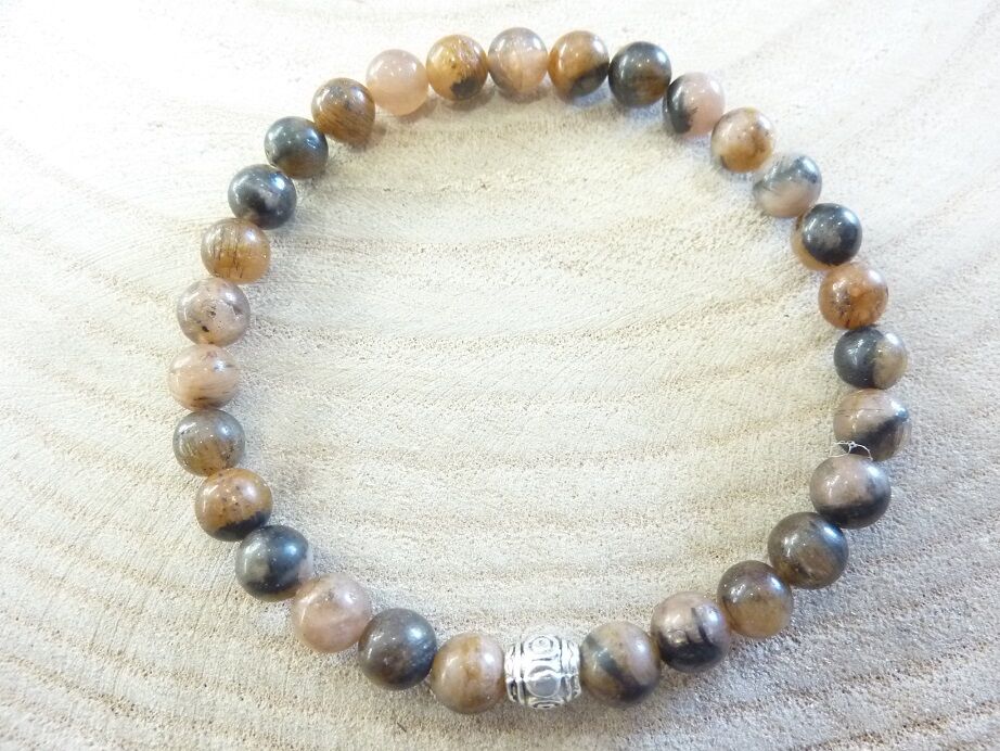 Bracelet Chiastolite - Perles rondes 6 mm