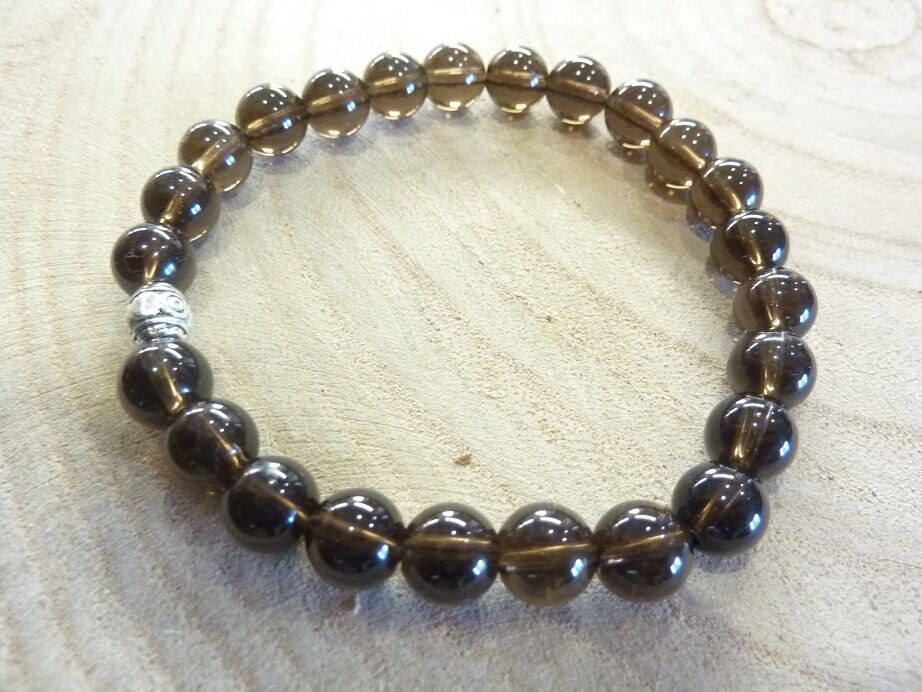Bracelet Quartz fumé - Perles rondes 8 mm