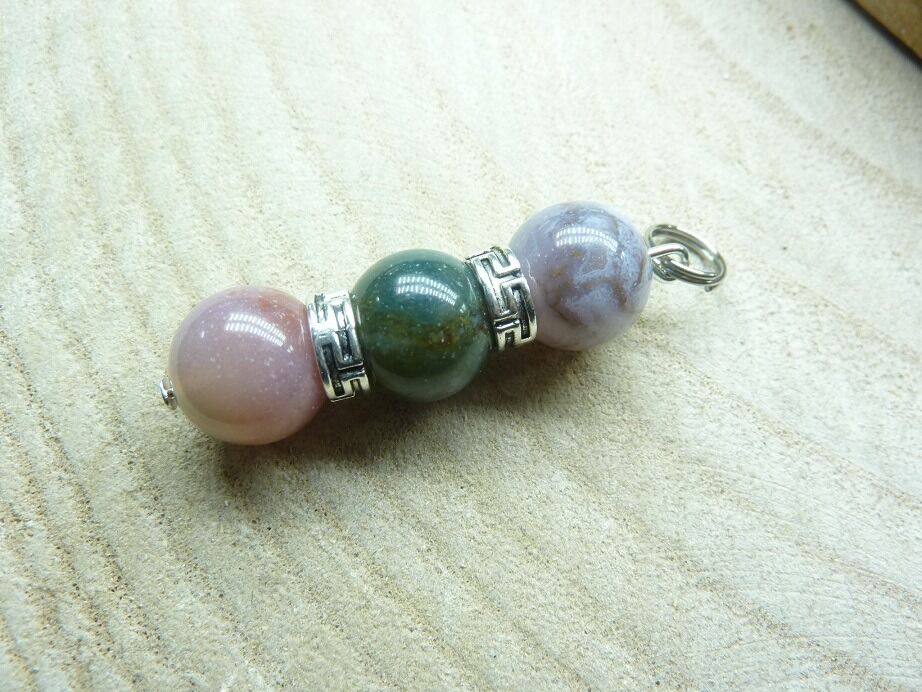 Pendentif Agate Indienne – Perles rondes 10 mm