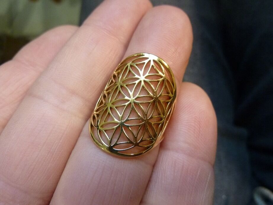 Bague Fleur de vie or réglable