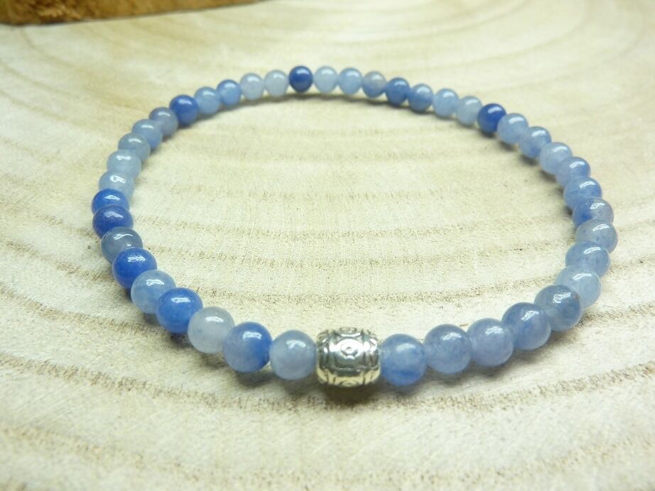 Bracelet Aventurine bleue - Perles rondes 4 mm