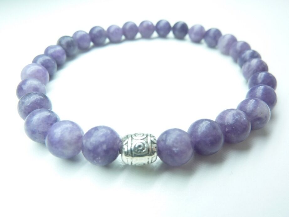 Bracelet Lépidolite perles rondes 6 mm
