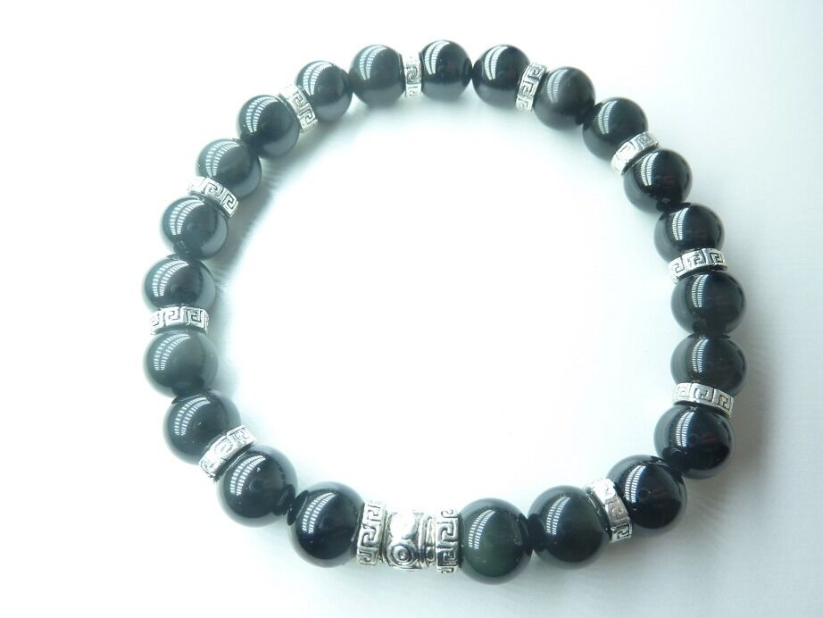 Bracelet méga protection Spinelle noire-Obsidienne oeil céleste