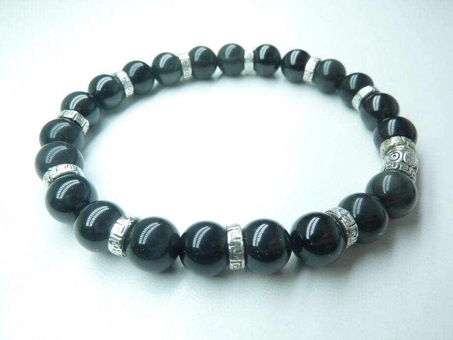 Bracelet méga protection Spinelle noire-Obsidienne oeil céleste