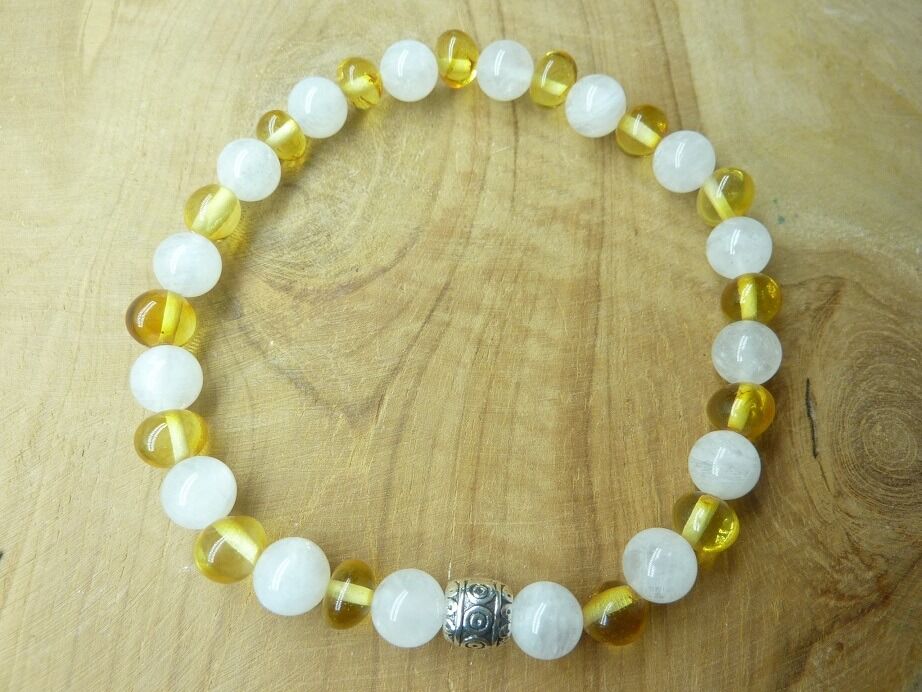Bracelet Pierre de lune - Ambre miel de la baltique