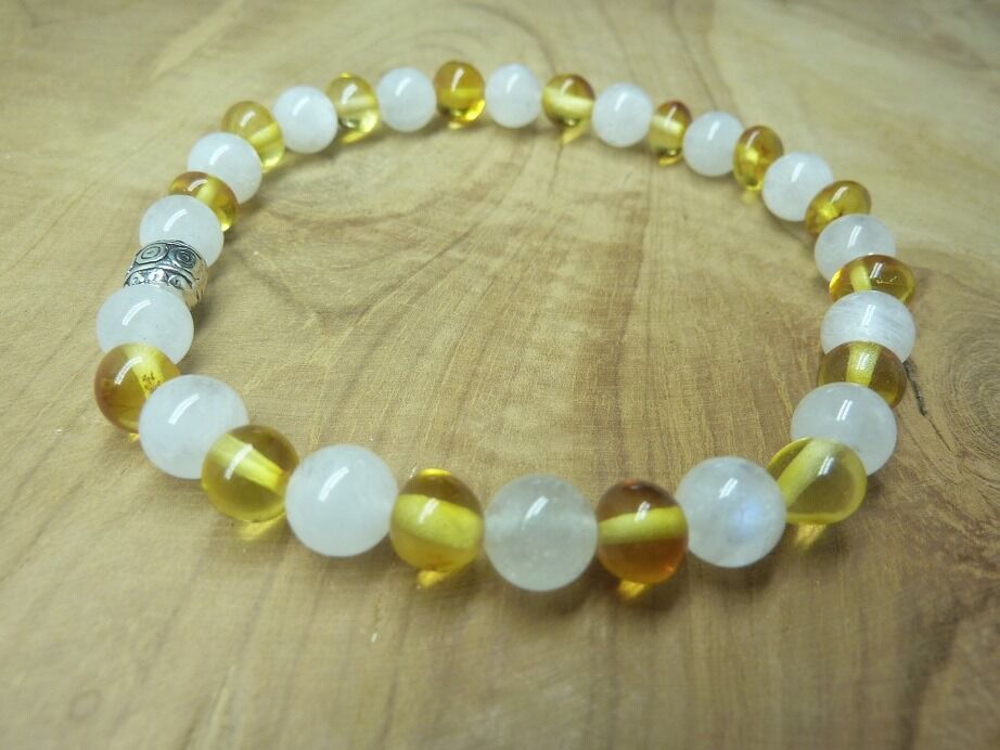 Bracelet Pierre de lune - Ambre miel de la baltique
