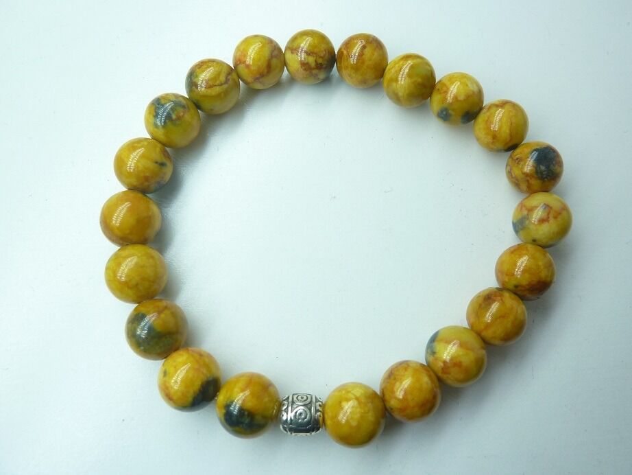Bracelet Jaspe Bumblebee - Perles rondes 8 mm