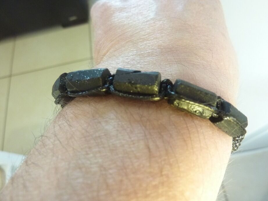 Bracelet Tourmaline noire brute-Pierre de lave réglables