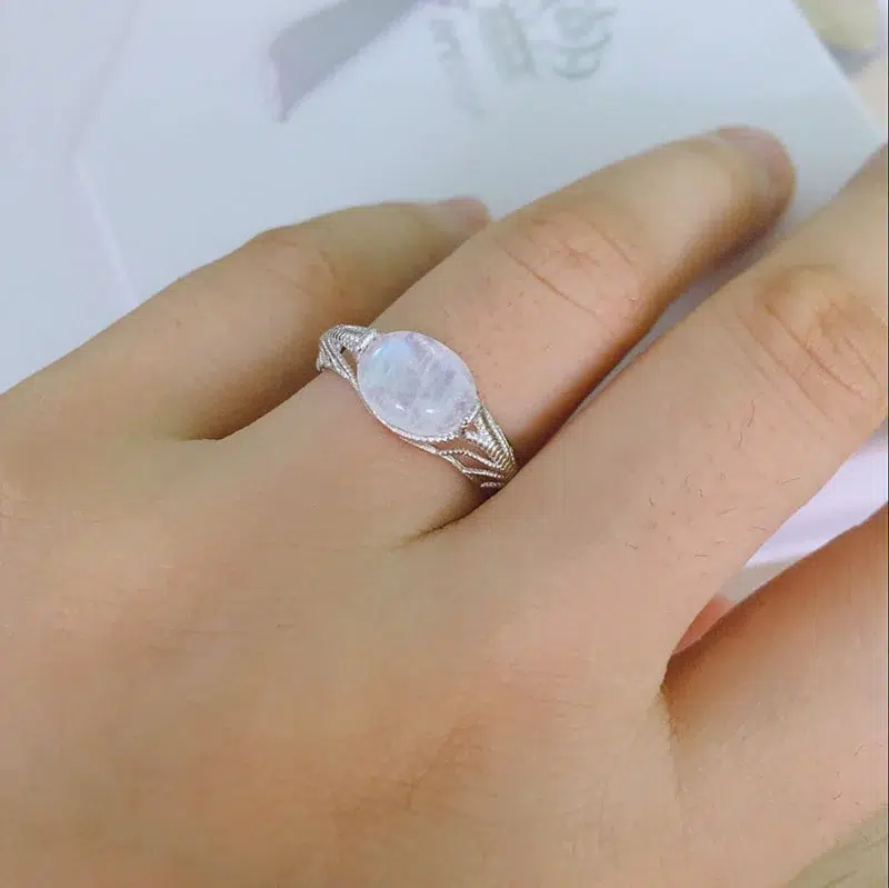 Bague réglable Pierre de lune argent 925