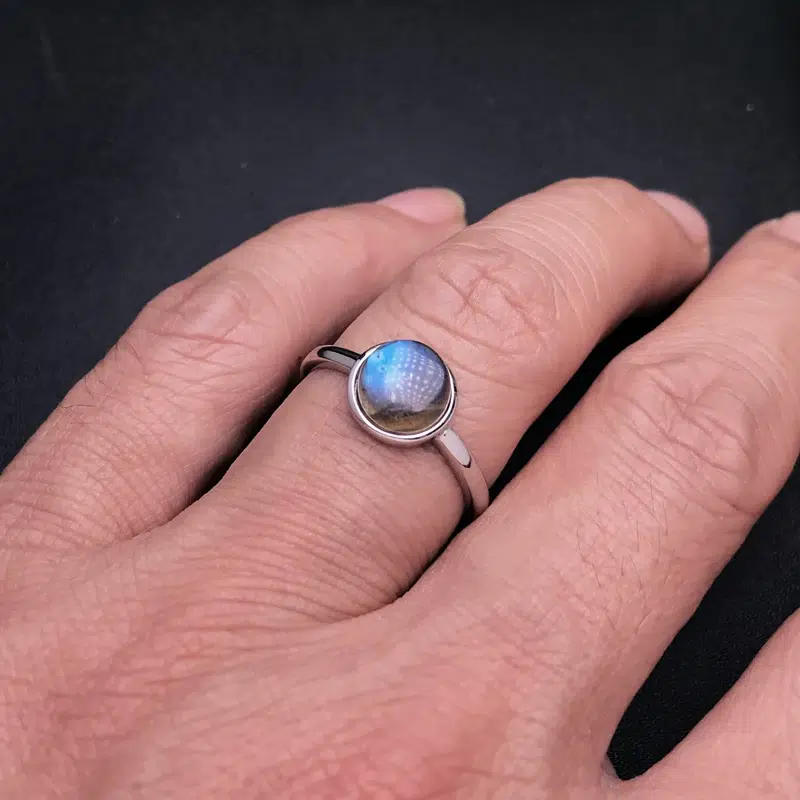 Bague réglable Labradorite argent 925
