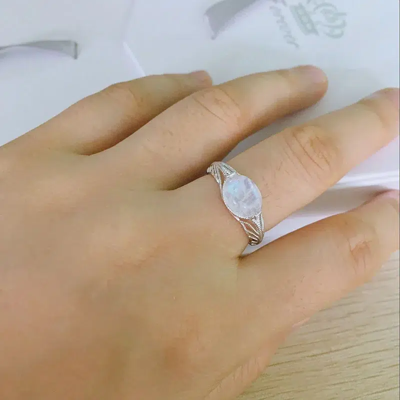 Bague réglable Pierre de lune argent 925